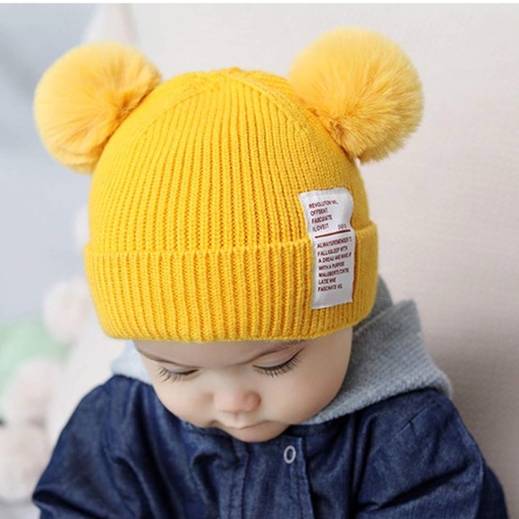 Cheerful Yellow Pom-Pom Kids Hat - Picture 3 of 5